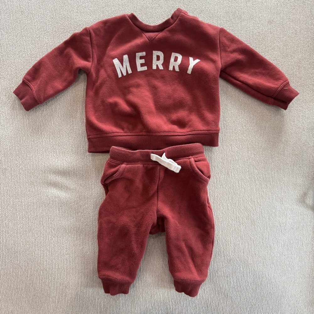 “Merry” Crewneck Sweater & Sweatpants Set - 6 months